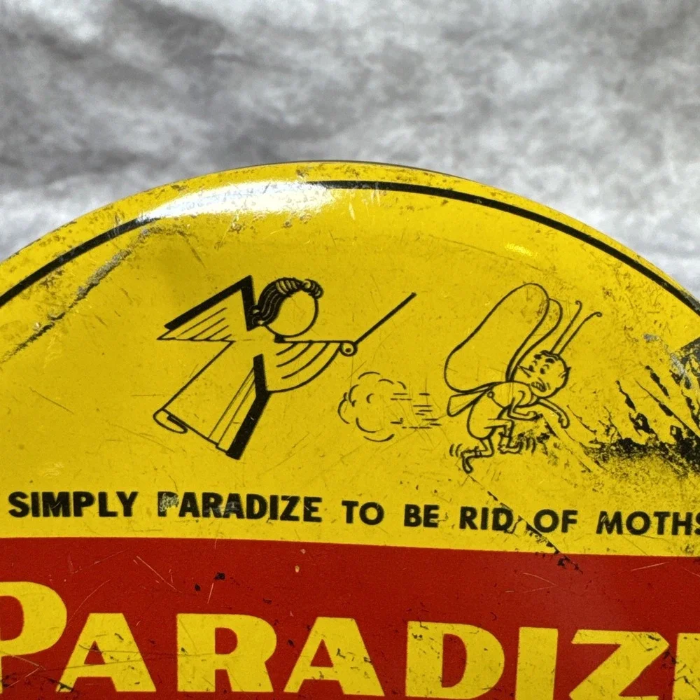 Vintage 1947 EMPTY Paradize Closet Hanger Metal Moth Tin  Movie Prop COLLECTIBLE